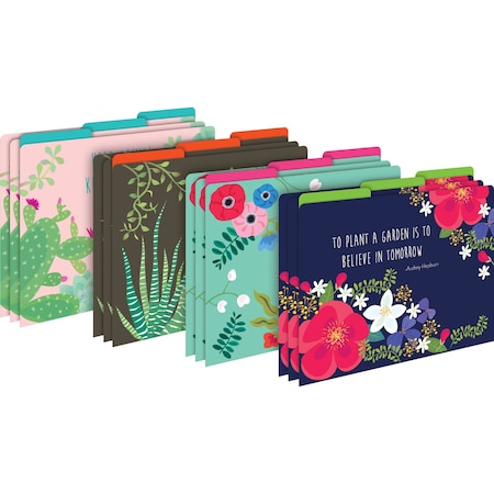 Barker Creek Petals & Prickles Designer Letter-Size File Folders, Multi-Design Set, 12/Package 1306